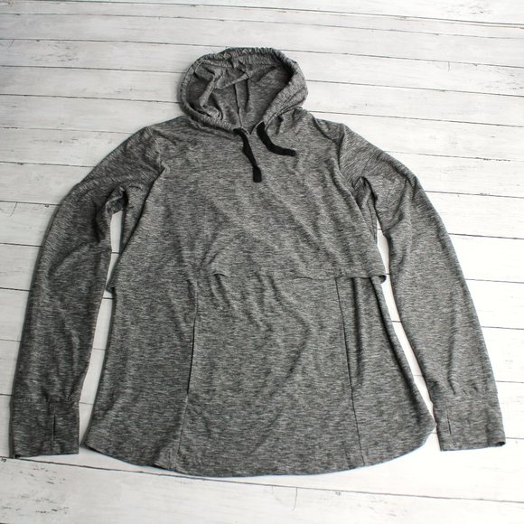Motherhood Women's Maternity Nursing Athletic Top Size M Gray Hooded - Picture 2 of 7